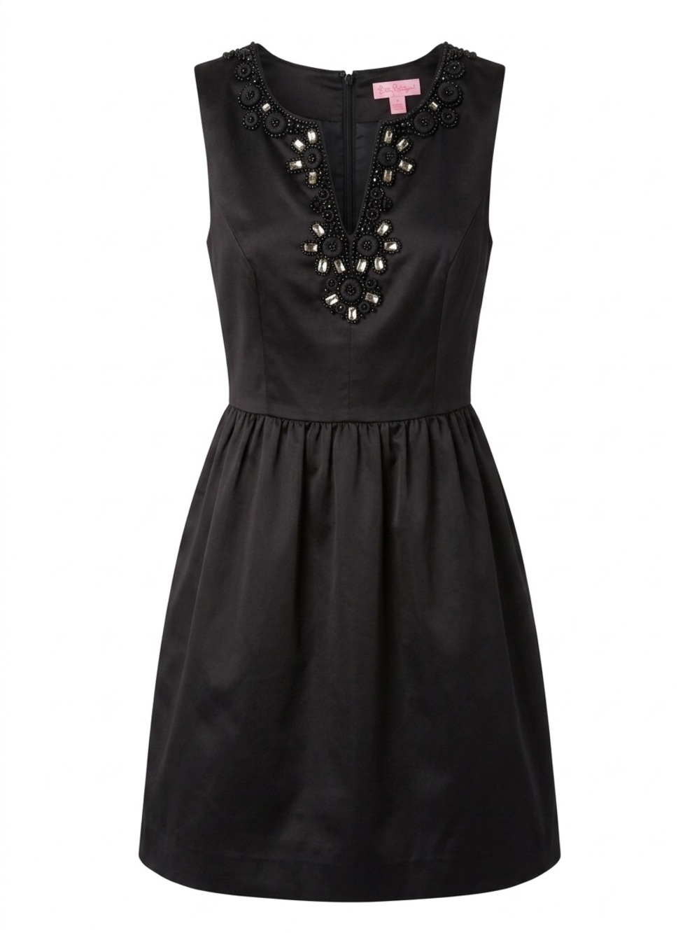 Lilly Pulitzer Black Sleeveless Beaded V-Neck Mini Dress